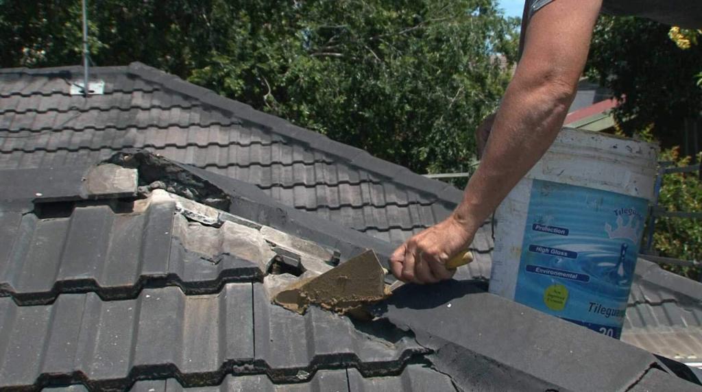 tradesperson repairing roof