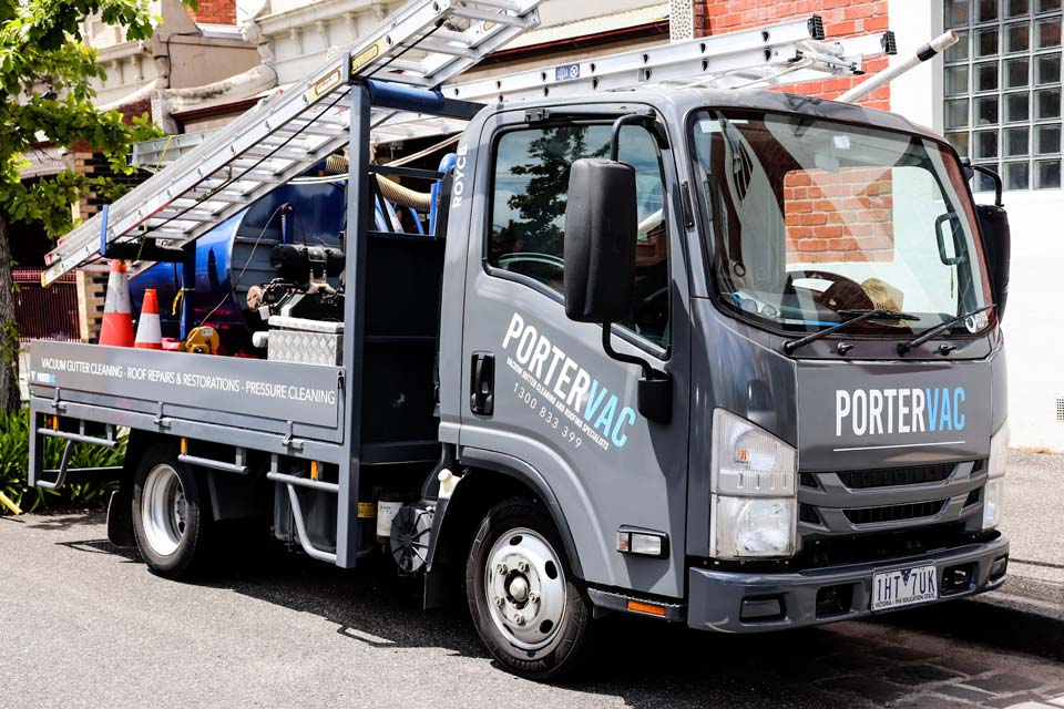 PorterVac van for roofing jobs