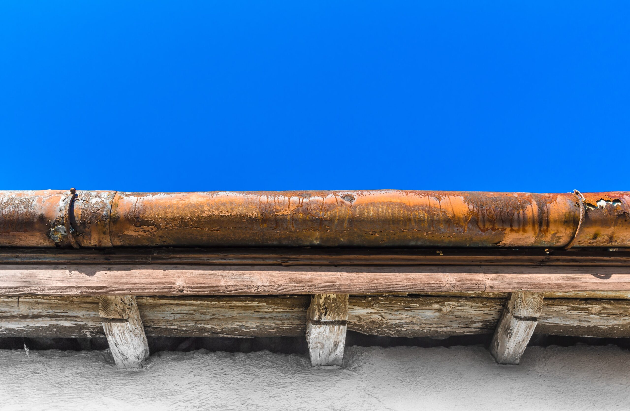 old rusty roof gutter