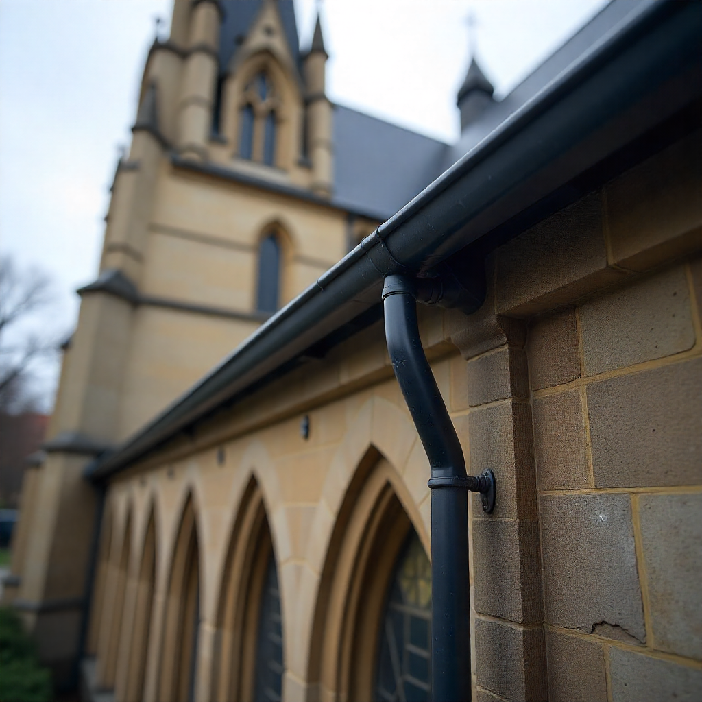 close up of church gutters in melbourne